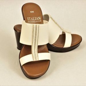 Italian Shoemakers White Wedge Sandals